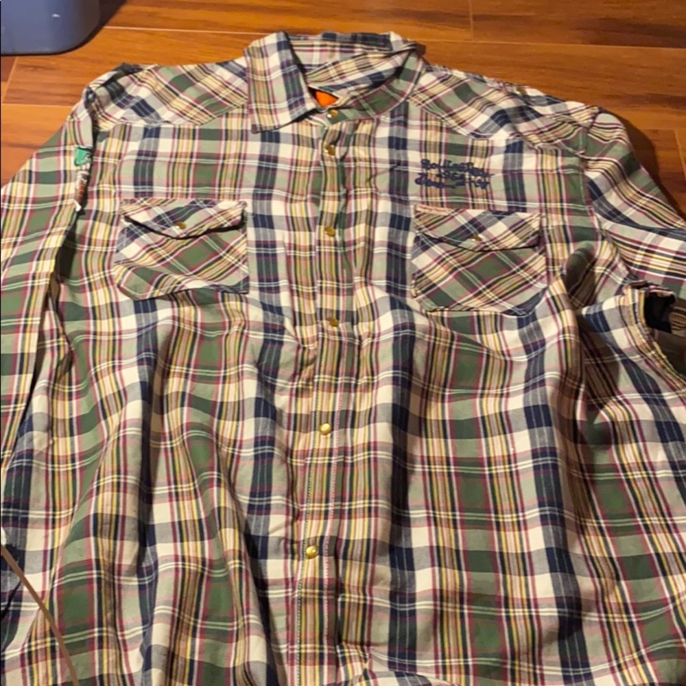 Multicolor rolling paper button down shirt